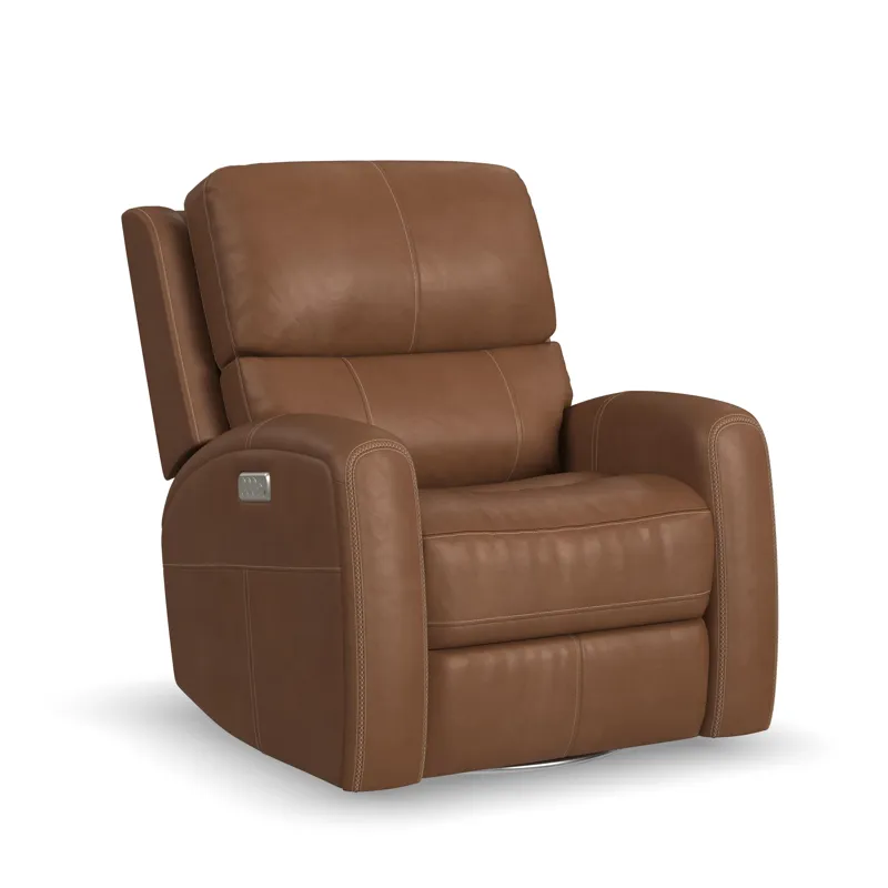 Power Swivel Gliding Recliner with Power Headrest, Lumbar, Heat & Massage