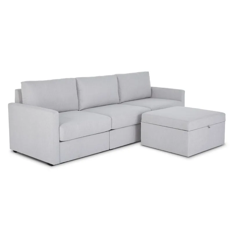 Sofa with Narrow Arm and Storage Ottoman