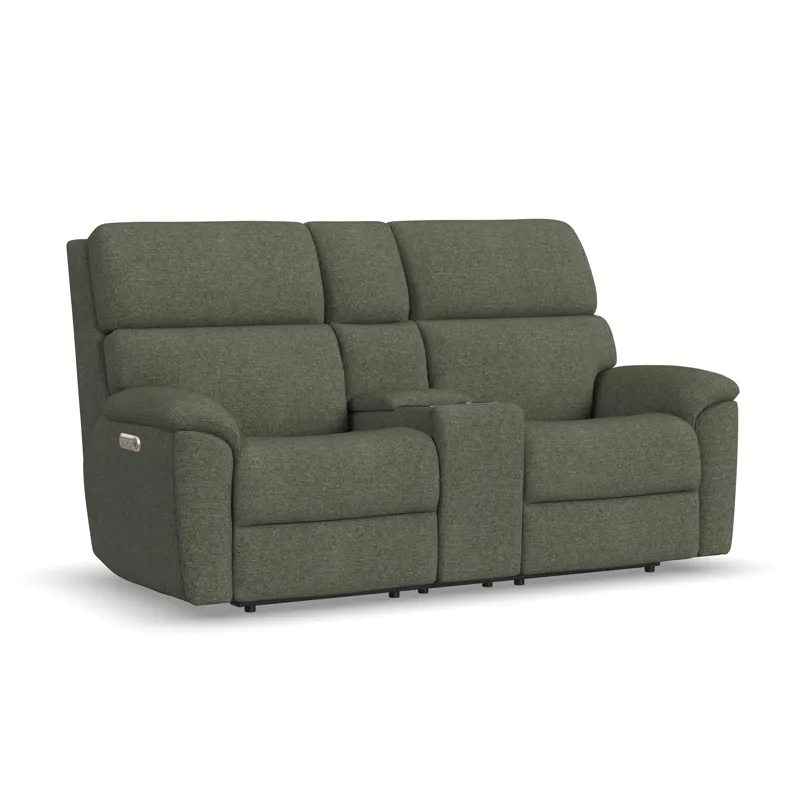 Power Reclining Loveseat with Console, Power Headrest, & Lumbar