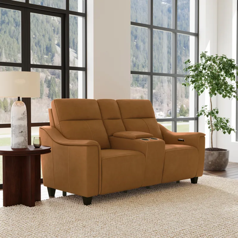 Power Reclining Loveseat with Console & Power Headrests