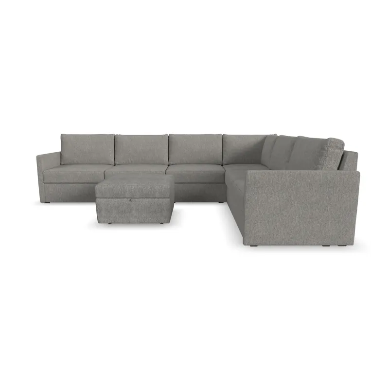 6-Seat Sectional with Narrow Arm and Storage Ottoman
