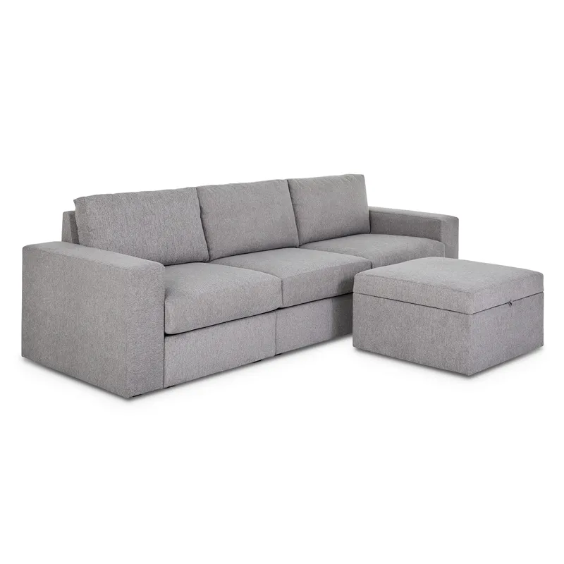 Sofa with Wide Arm and Storage Ottoman