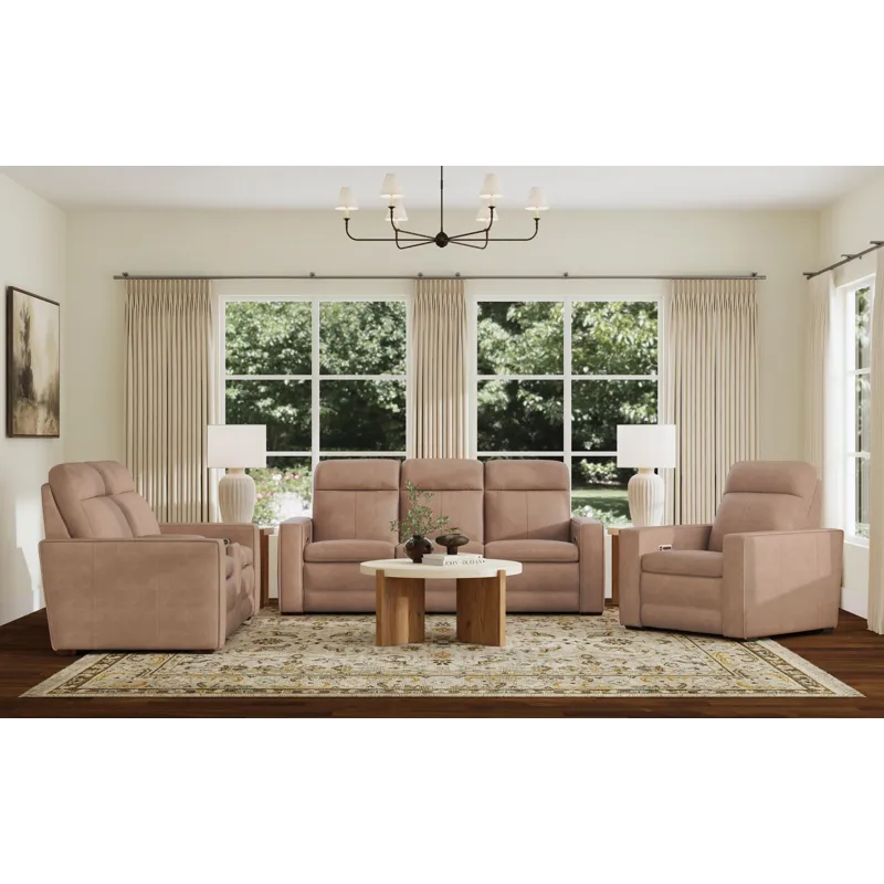 Power Reclining Sofa with Console, Power Headrest, & Lumbar