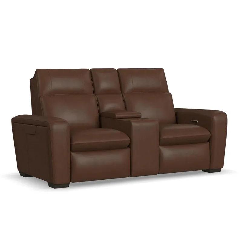 Sense Power Reclining Loveseat with Console, Power Headrest, Lumbar &amp; Pulse