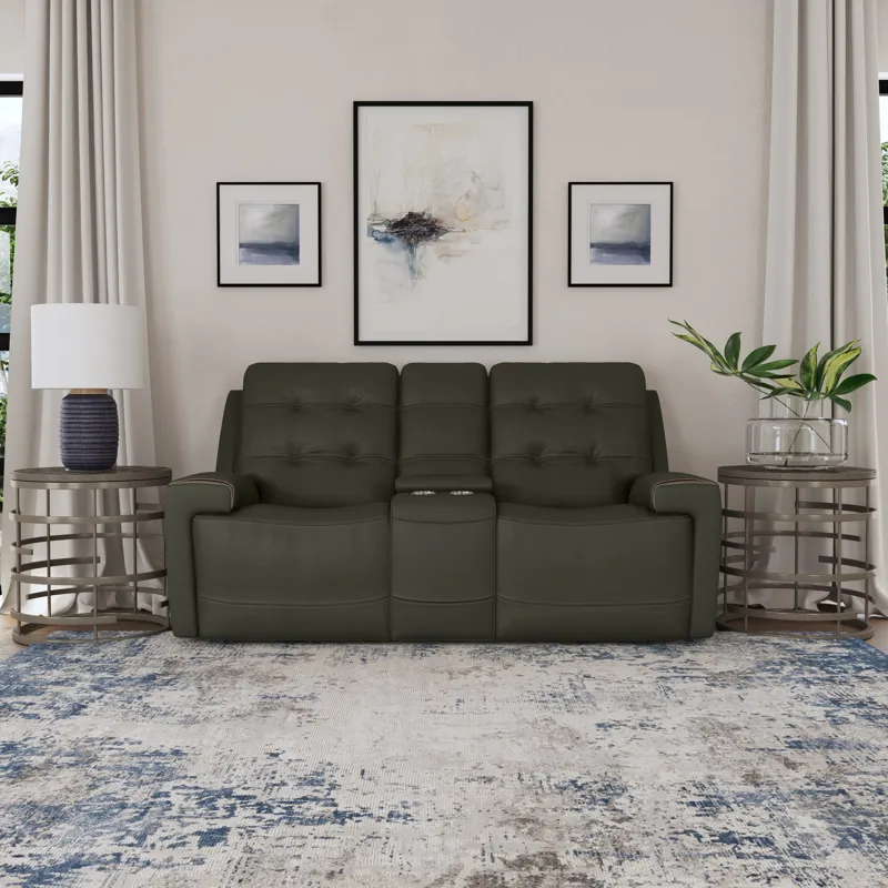 Power Reclining Loveseat with Console & Power Headrests