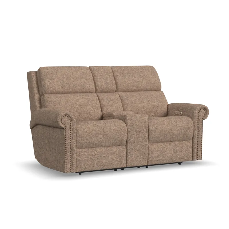 Power Reclining Loveseat with Console, Power Headrest, & Lumbar