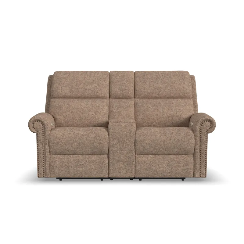 Power Reclining Loveseat with Console, Power Headrest, & Lumbar
