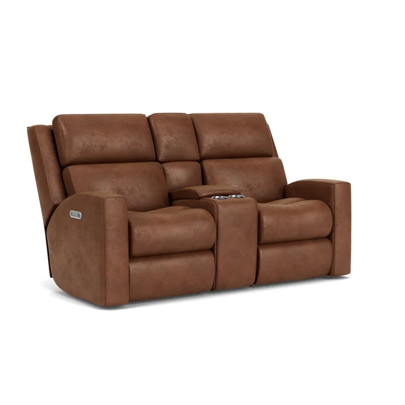 Power Reclining Loveseat with Console & Power Headrests & Lumbar