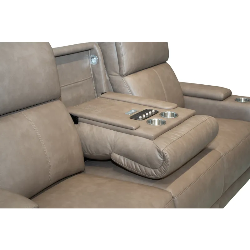 Power Reclining Sofa with Console, Power Headrest, Lumbar, Heat, Massage & Pulse