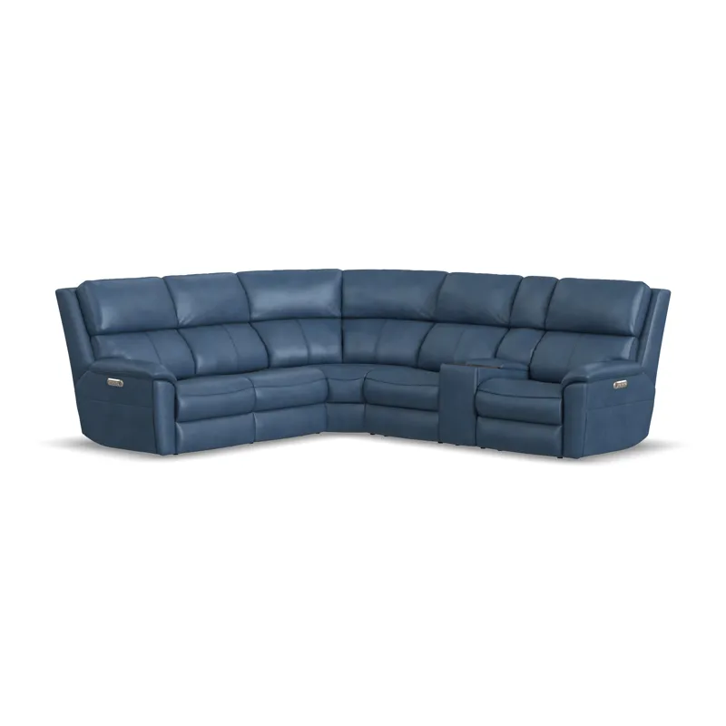 Power Reclining Leather Sectional with Power Headrest & Lumbar