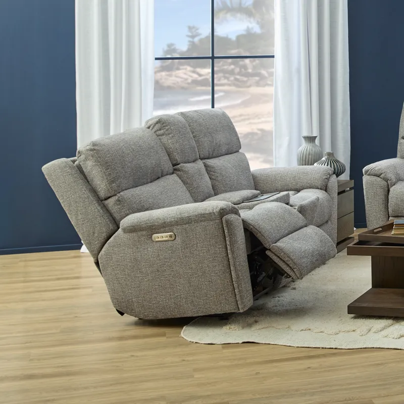 Power Reclining Loveseat with Console, Power Headrest, & Lumbar