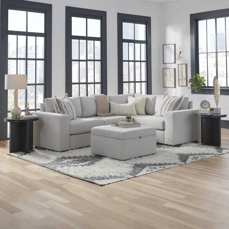 4-Seat Sectional with Wide Arm and Storage Ottoman