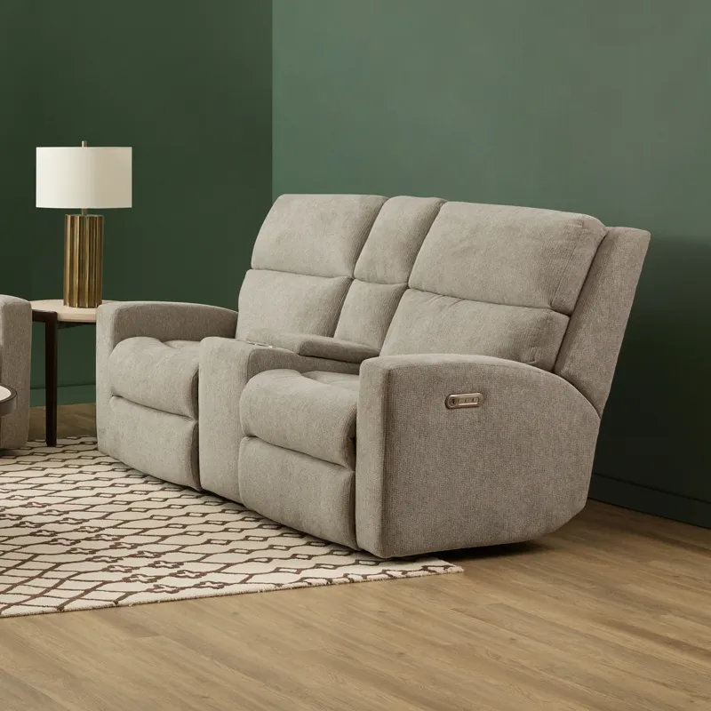 Power Reclining Loveseat with Console & Power Headrests & Lumbar