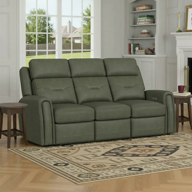Power Reclining Sofa with Power Headrest, Lumbar, Heat & Massage