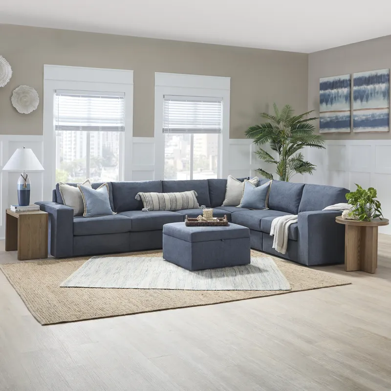6-Seat Sectional with Wide Arm and Storage Ottoman