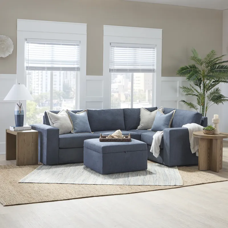 4-Seat Sectional with Wide Arm and Storage Ottoman