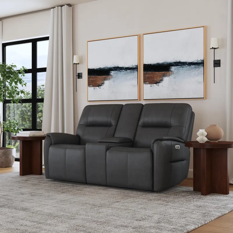 Power Reclining Loveseat with Console and Power Headrests