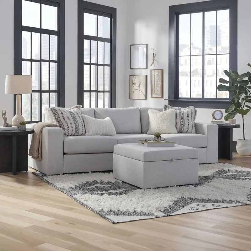 Sofa with Wide Arm and Storage Ottoman