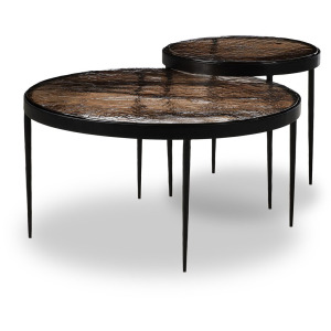 Yoko Nesting Tables - Smoked Brown Cast Glass