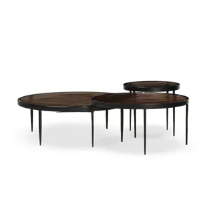 Yoko Nesting Tables - Set Of 3 - Smoked Brown Cast Glass