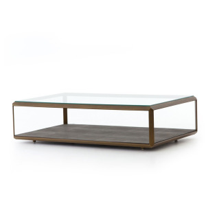 Shagreen Shadow Box Coffee Table - Tempered Glass