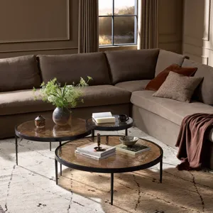 Yoko Nesting Tables - Set Of 3 - Smoked Brown Cast Glass