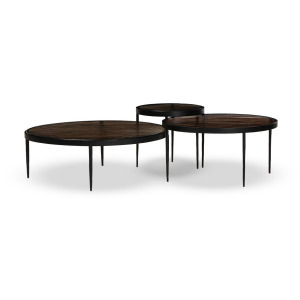Yoko Nesting Tables - Set Of 3 - Smoked Brown Cast Glass