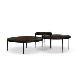 Yoko Nesting Tables - Set Of 3 - Smoked Brown Cast Glass