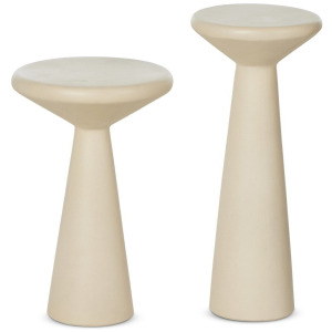 Ravine Concrete Accent Tables, Parchment White - Set of 2