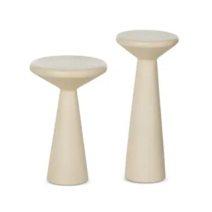 Ravine Concrete Accent Tables, Parchment White - Set of 2