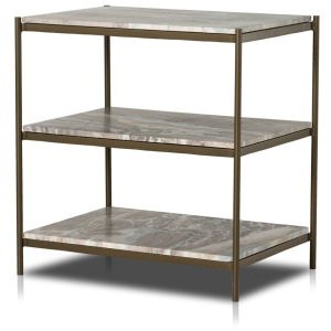 Felix Nightstand - Antique Brass w/ Canyon Marble