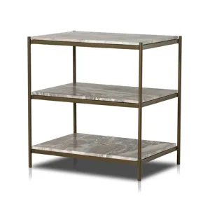 Felix Nightstand - Antique Brass w/ Canyon Marble