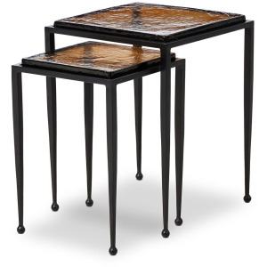 Dalston Nesting End Table Set - Amber Cast Glass