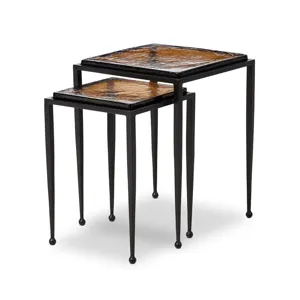 Dalston Nesting End Table Set - Amber Cast Glass