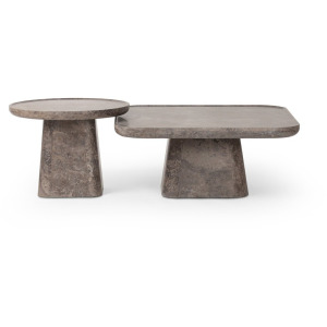 Zane Coffee Table Set - Warm Grey Marble