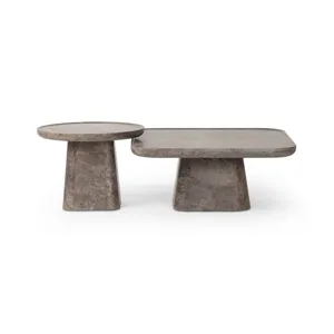 Zane Coffee Table Set - Warm Grey Marble