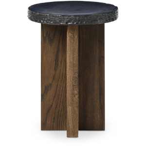 Mezes End Table, Small - Natural Basalt