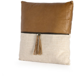 Leather and Linen Pillow - Sonoma Butterscotch
