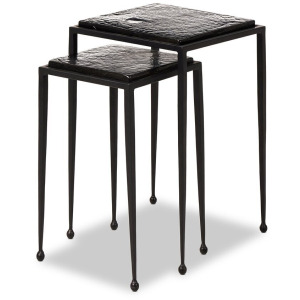 Dalston Nesting End Table Set - Smoked Black Cast Glass