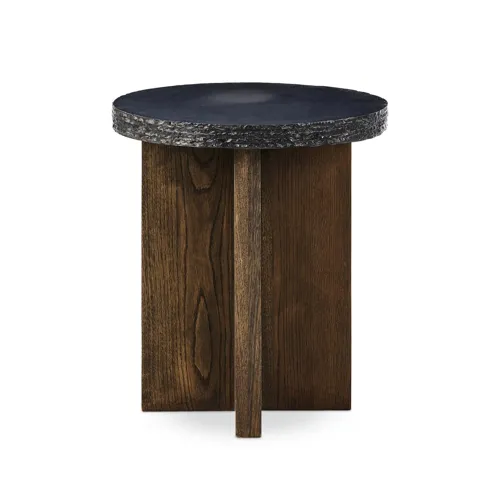 Mezes End Table, Large - Natural Basalt