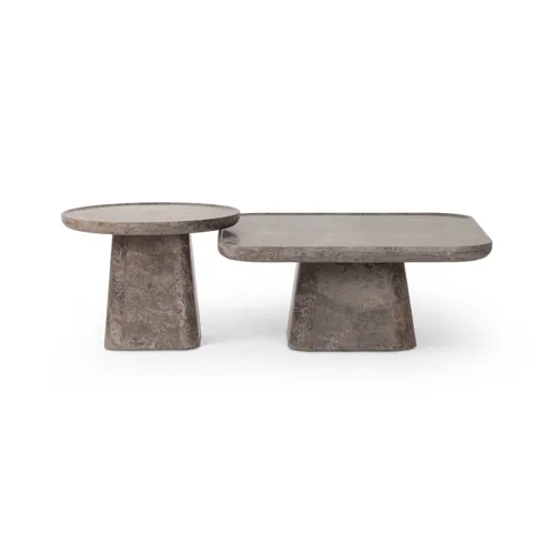 Zane Coffee Table Set - Warm Grey Marble