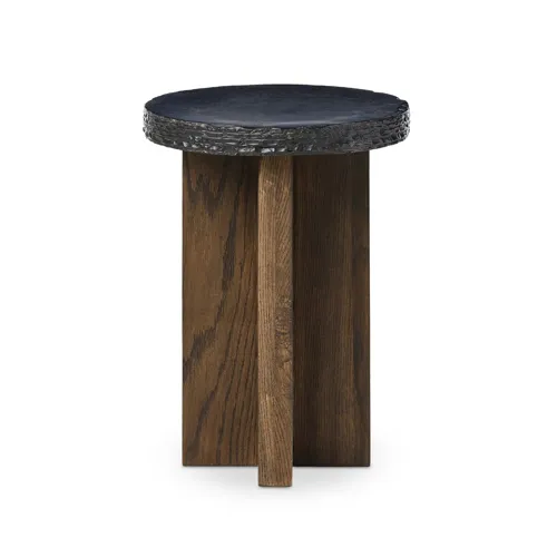 Mezes End Table, Small - Natural Basalt