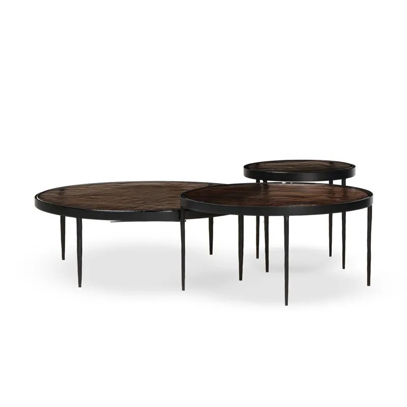 Yoko Nesting Tables - Set Of 3 - Smoked Brown Cast Glass