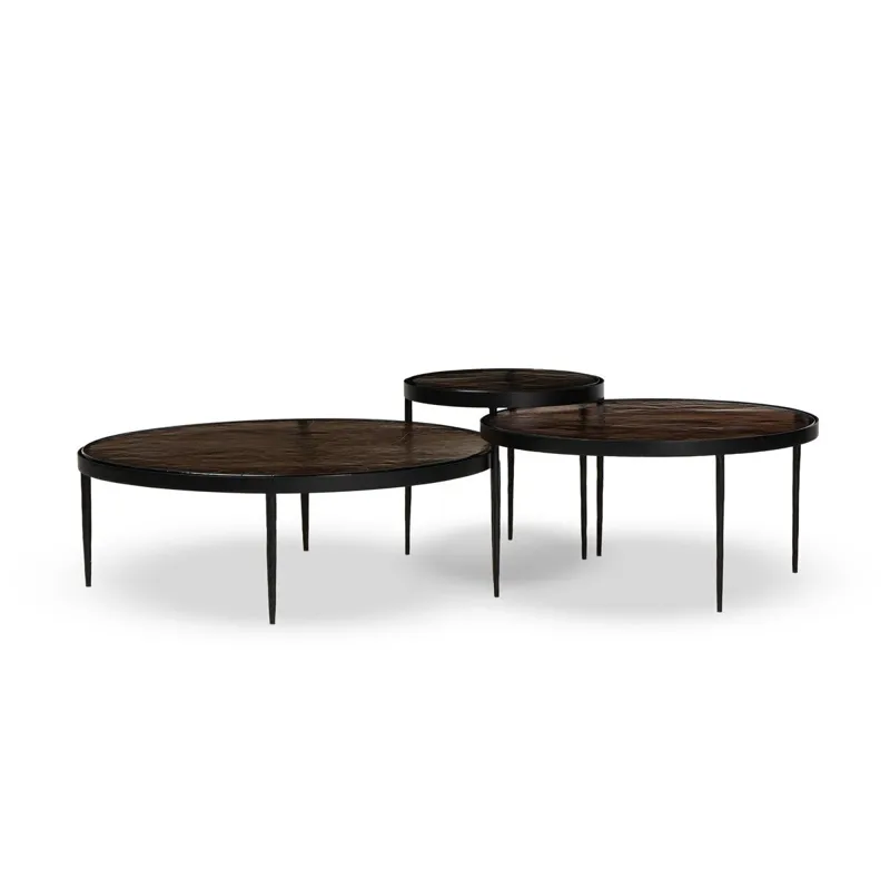 Yoko Nesting Tables - Set Of 3 - Smoked Brown Cast Glass