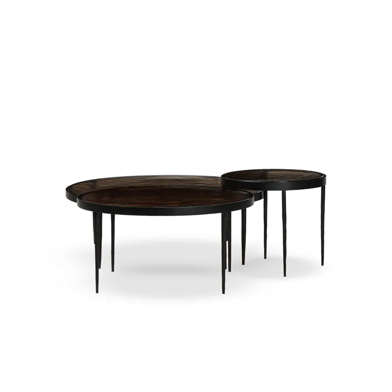 Yoko Nesting Tables - Set Of 3 - Smoked Brown Cast Glass