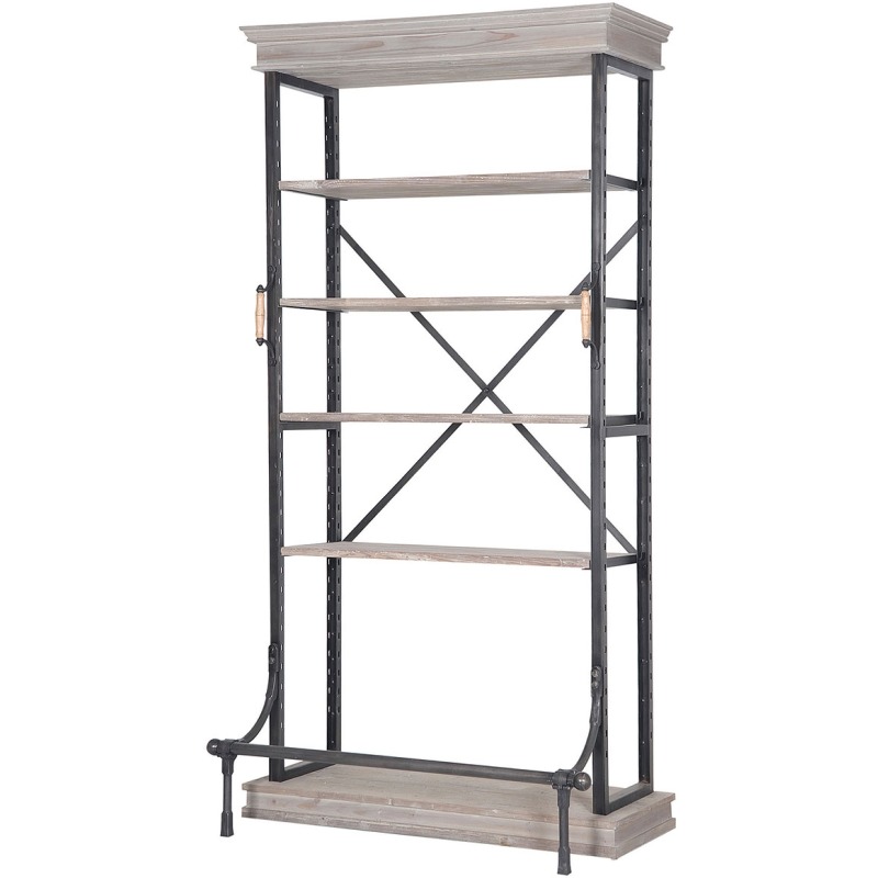 Braxton Single Bookcase-Washed Gry/Irn