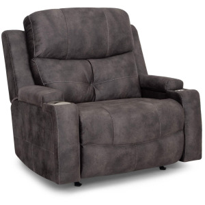 Arlington Fabric Chair & a Half Recliner w/ Power Recline, Dual Storage Arms, Cupholder, Slot Charger, USB, & Frosty Fridge