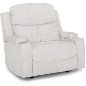 Arlington Fabric Chair & a Half Recliner w/ Power Recline, Dual Storage Arms, Cupholder, Slot Charger & USB