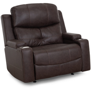 Arlington Fabric Chair & a Half Recliner w/ Power Recline, Dual Storage Arms, Cupholder, Slot Charger & USB