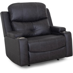 Arlington Fabric Chair & a Half Recliner w/ Power Recline, Dual Storage Arms, Cupholder, Slot Charger, USB, & Frosty Fridge